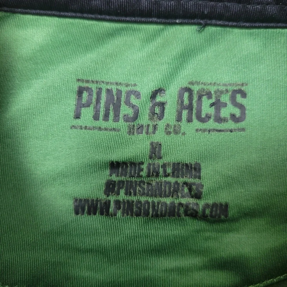 Pins & Aces‎ Mens XL Green Camo Performance Stretch Golf Polo Short Sleeve
